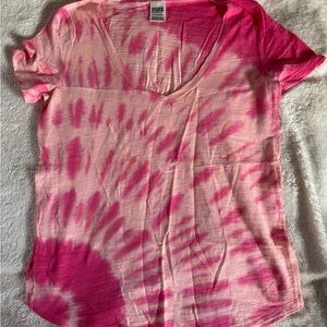 PINK Victoria's Secret Pink Tie-Dye V-Neck Short Sleeve Tee